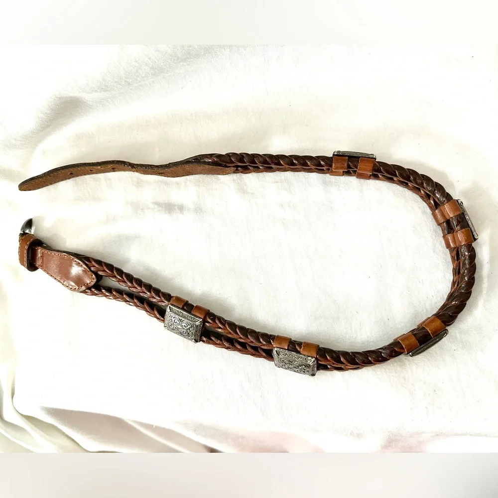 Fossil Woven Leather & Silver Plated Hardware XS - S
